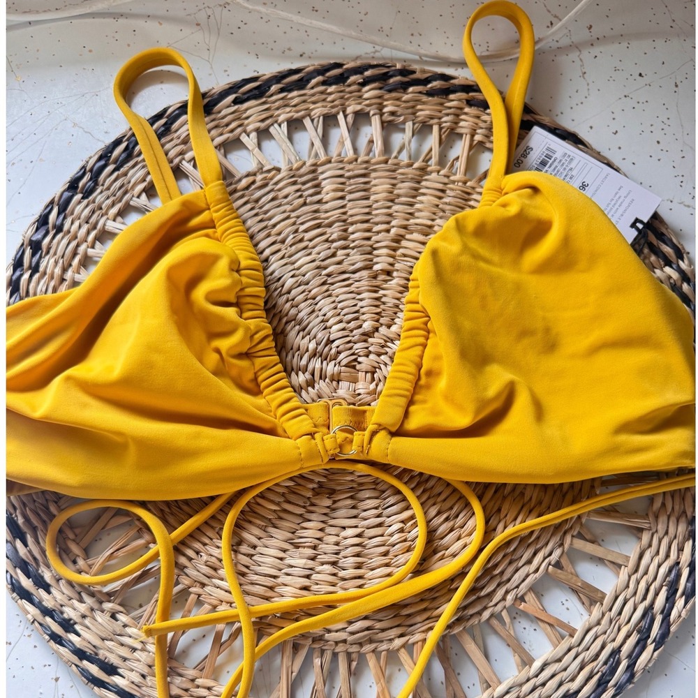 Shade & Shore Yellow Multiway Bikini Top Center Ring Underwire Free 36C NWT